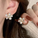 Zircon Pearl Paved Stud Earrings Creative Delicate Earings