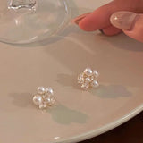 Zircon Pearl Paved Stud Earrings Creative Delicate Earings