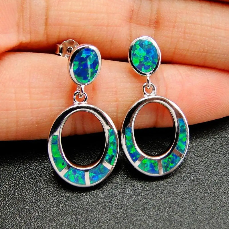 Fire Opal Earrings 925 Sterling Silver Stud Earrings For Women