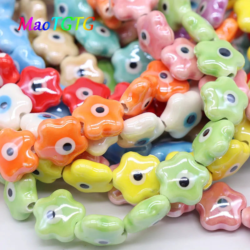 14mm Mixcolor Evil Eye Ceramic Beads for Jewelry Making