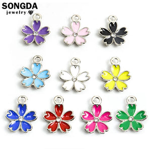 Flowers Charms Enamel Pendants DIY Earrings Necklace Bracelets