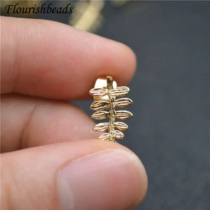 Fade-resistant Metal Leaf Ear Studs for DIY Earrings 30pcs