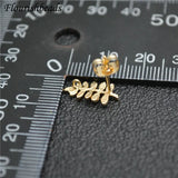 Fade-resistant Metal Leaf Ear Studs for DIY Earrings 30pcs