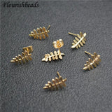 Fade-resistant Metal Leaf Ear Studs for DIY Earrings 30pcs