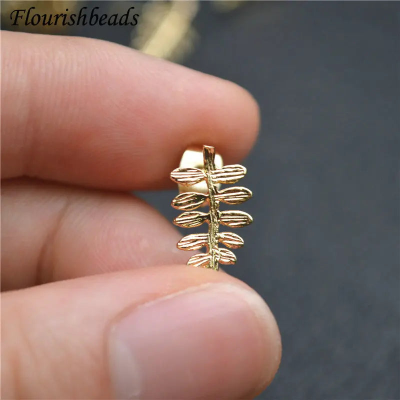 Fade-resistant Metal Leaf Ear Studs for DIY Earrings 30pcs