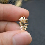 Fade-resistant Metal Leaf Ear Studs for DIY Earrings 30pcs