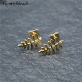 Fade-resistant Metal Leaf Ear Studs for DIY Earrings 30pcs