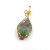 Green Fluorite Stone Pendant Wire Wrapped Gemstone Women Jewelry