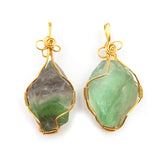 Green Fluorite Stone Pendant Wire Wrapped Gemstone Women Jewelry