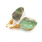 Green Fluorite Stone Pendant Wire Wrapped Gemstone Women Jewelry