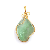Green Fluorite Stone Pendant Wire Wrapped Gemstone Women Jewelry