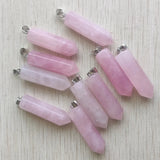 Pink Rose Quartz Stone Pillar Pendant for Jewelry Making 10pcs