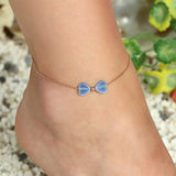 Cat Eye Sterling Silver Anklet with Rose Chain