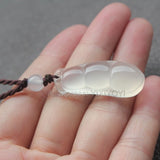 Handwork Agate Jade Carved Bean Beads Lucky Pendant Necklace
