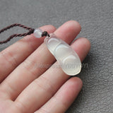 Handwork Agate Jade Carved Bean Beads Lucky Pendant Necklace