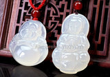 Agate Jade GuanYin Buddha Pendant + Rope Necklace
