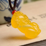 Handwork Green Red Agate Jade PiXiu Lucky Pendant Necklace