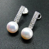 925 Silver Freshwater Pearl & CZ Stud Earrings for Women