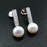 925 Silver Freshwater Pearl & CZ Stud Earrings for Women