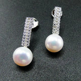 925 Silver Freshwater Pearl & CZ Stud Earrings for Women