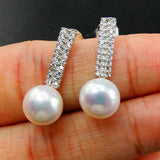 925 Silver Freshwater Pearl & CZ Stud Earrings for Women