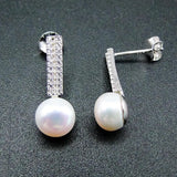 925 Silver Freshwater Pearl & CZ Stud Earrings for Women