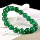 8mm Green Chalcedony Jade Beads Elastic Bracelet