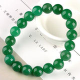 8mm Green Chalcedony Jade Beads Elastic Bracelet
