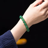 8mm Green Chalcedony Jade Beads Elastic Bracelet