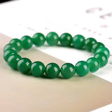 8mm Green Chalcedony Jade Beads Elastic Bracelet