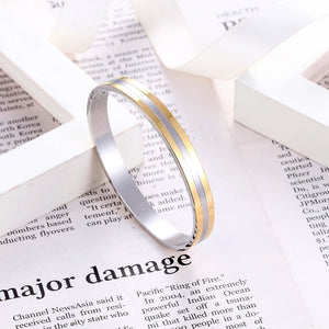 Stainless Steel Double Layer Couple Cuff Bracelet - Unisex Bangle