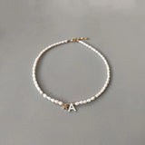 Shell Letter Pendant Necklace Customizable Charm Chain