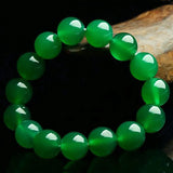 Green Natural Chalcedony Round Jade Beads Elastic Bracelet Femme
