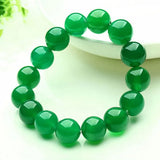 Green Natural Chalcedony Round Jade Beads Elastic Bracelet Femme