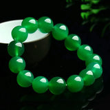 Green Natural Chalcedony Round Jade Beads Elastic Bracelet Femme