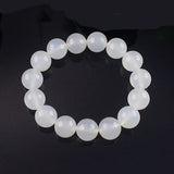 Green Natural Chalcedony Round Jade Beads Elastic Bracelet Femme
