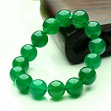 Green Natural Chalcedony Round Jade Beads Elastic Bracelet Femme