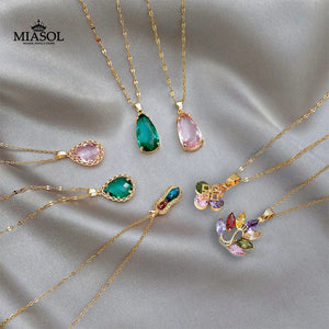 Lady Necklace Stainless Steel Chain Copper Pendant Miasol Gift