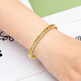 Engraved Paper Clip Bangle Stainless Steel Bracelet Women Jewelry