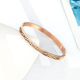 Engraved Paper Clip Bangle Stainless Steel Bracelet Women Jewelry