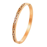 Engraved Paper Clip Bangle Stainless Steel Bracelet Women Jewelry