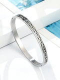 Engraved Paper Clip Bangle Stainless Steel Bracelet Women Jewelry