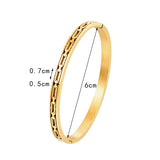 Engraved Paper Clip Bangle Stainless Steel Bracelet Women Jewelry