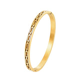 Engraved Paper Clip Bangle Stainless Steel Bracelet Women Jewelry