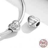Family Together Heart Bead Charm 925 Sterling Silver Gift