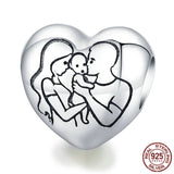 Family Together Heart Bead Charm 925 Sterling Silver Gift