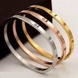 Golden Stainless Steel Bracelet with Cubic Zirconia