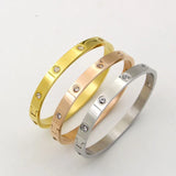 Golden Stainless Steel Bracelet with Cubic Zirconia