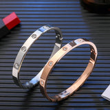 Stainless Steel CZ Bangle Bracelet Set Golden Jewelry