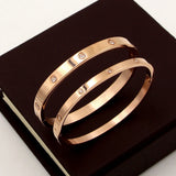 Stainless Steel Cubic Zirconia Bangles Golden Jewelry